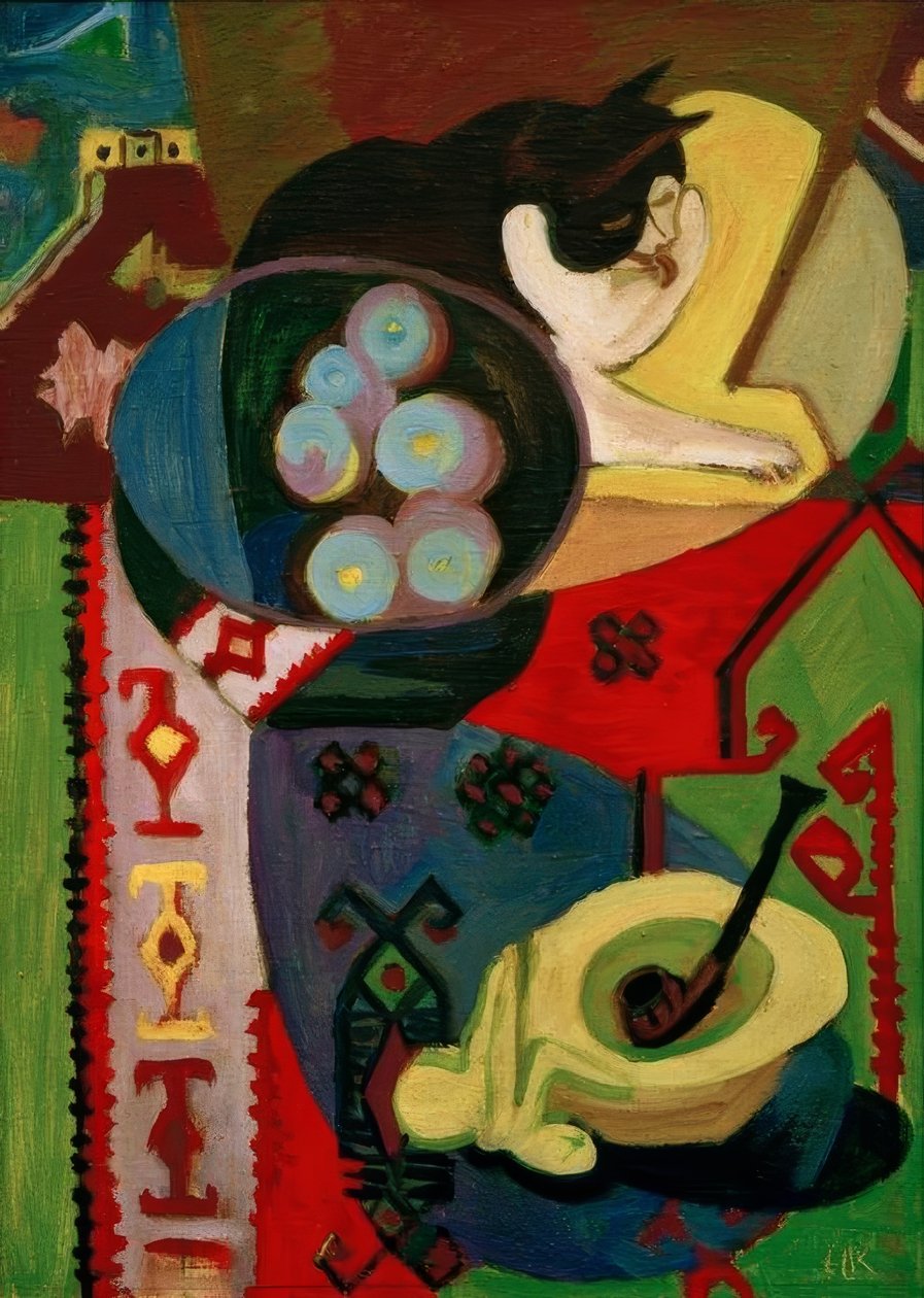 Still Life with Cat and Pipe by Ernst Ludwig Kirchner