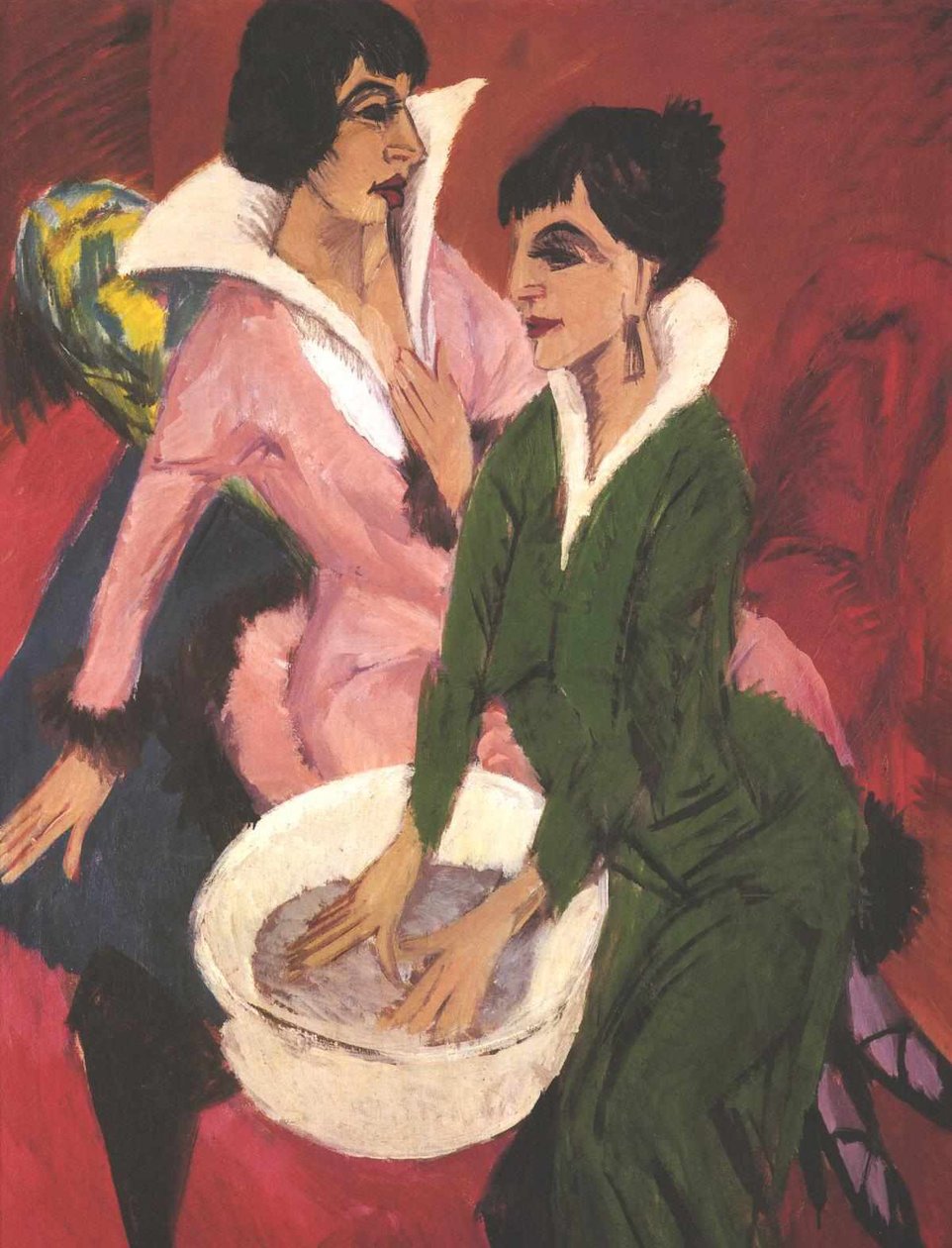 Two Women with Washbasin by Ernst Ludwig Kirchner