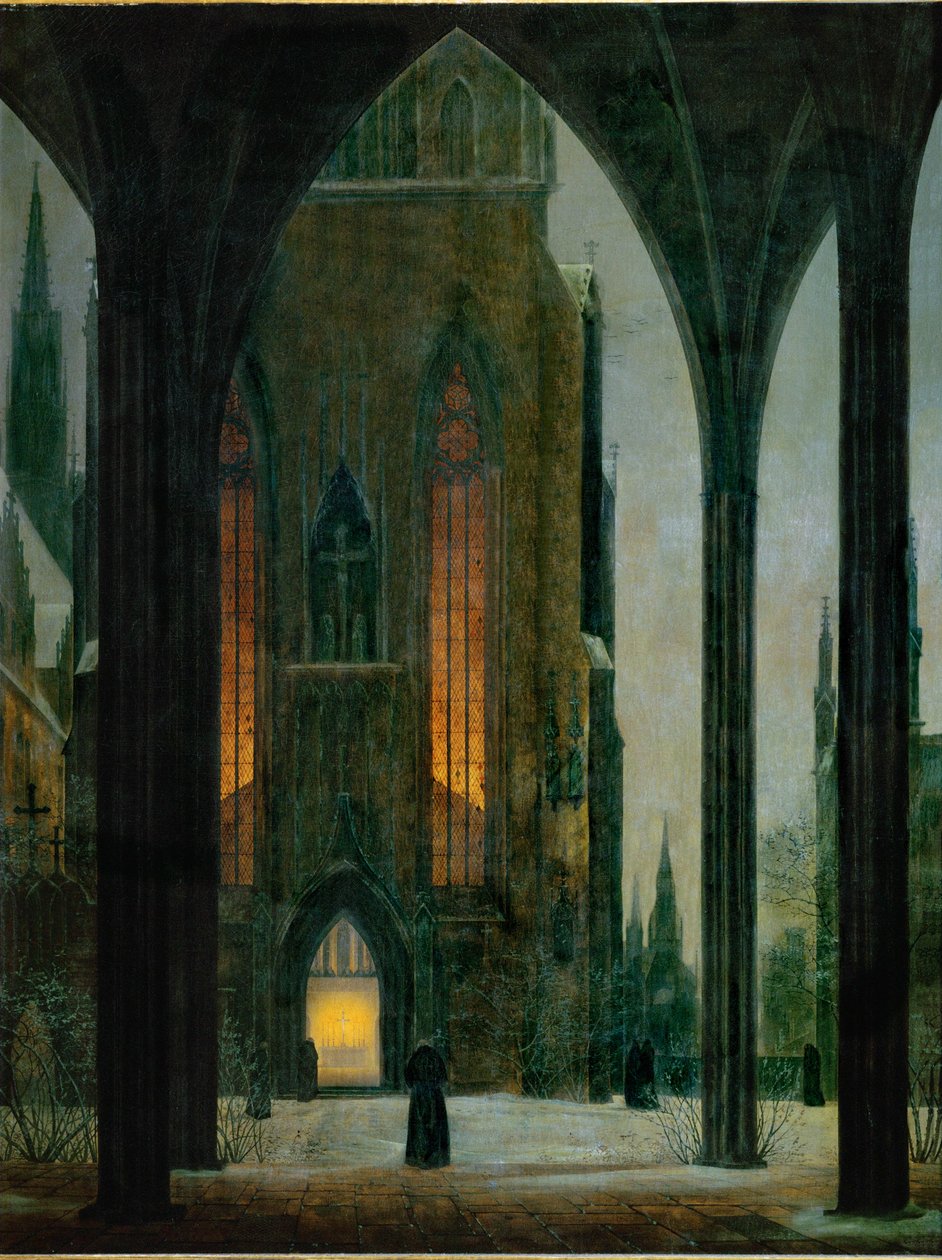 Cathedral in wintertime by Ernst Ferdinand Oehme
