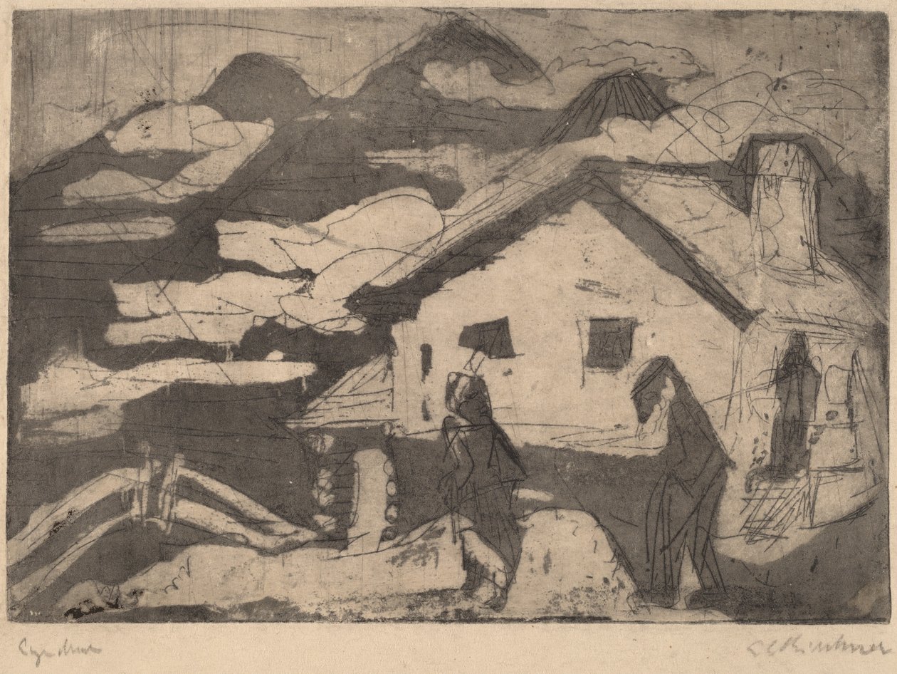 Alpine Huts in Fog by Ernst Ludwig Kirchner
