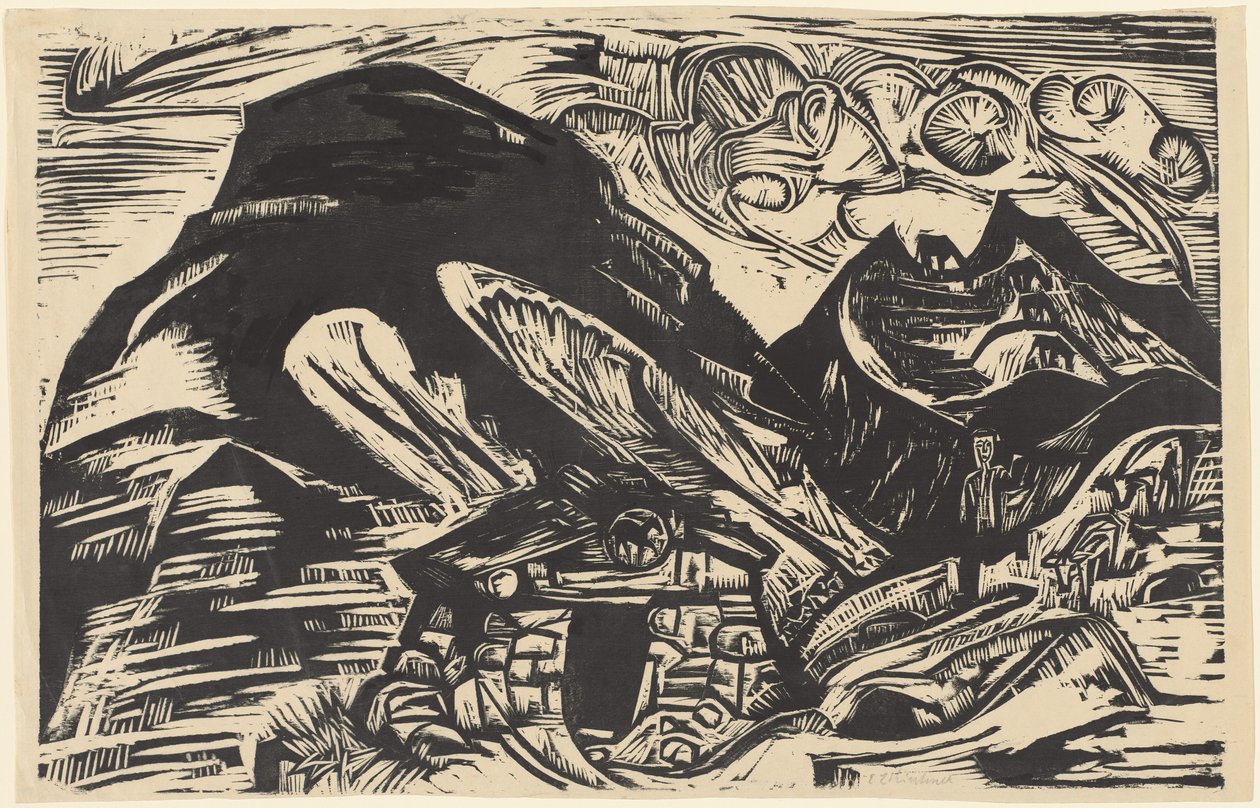 Mountains with a Mountain Hut by Ernst Ludwig Kirchner