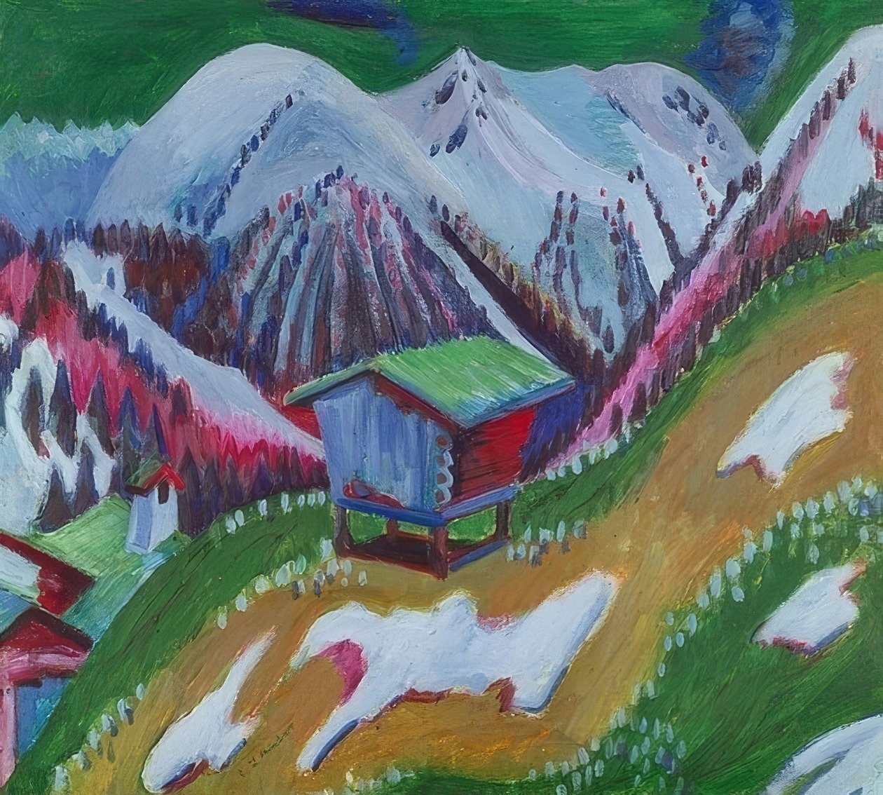 Mountain Landscape with Alpine Hut. Around 1922 by Ernst Ludwig Kirchner