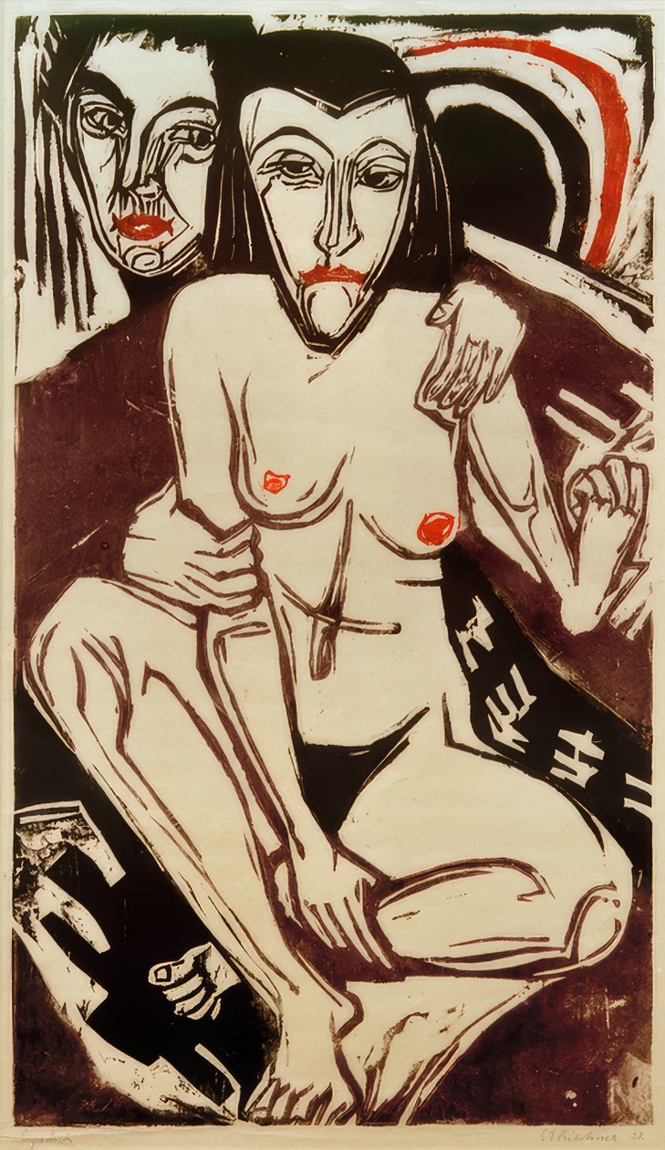 Melancholy (Self-Portrait with Erna) by Ernst Ludwig Kirchner