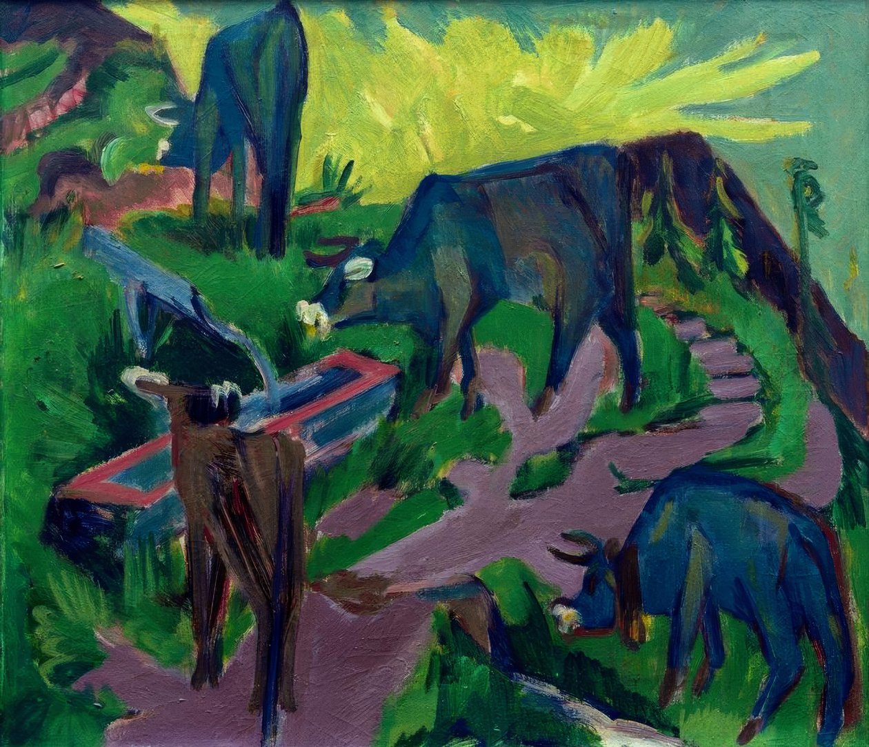 Cows at Sunset by Ernst Ludwig Kirchner