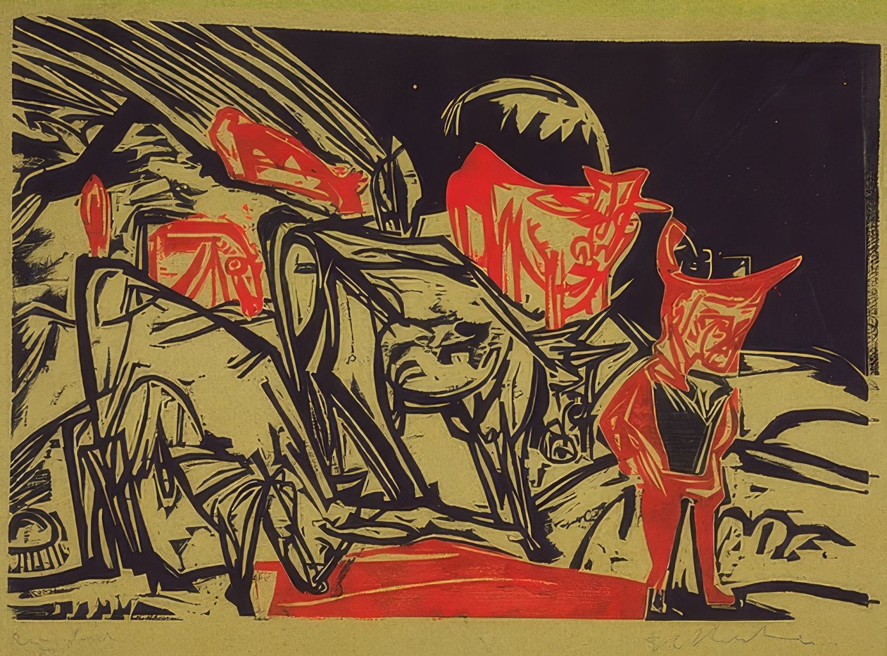 Herd of Cows with Shepherd by Ernst Ludwig Kirchner