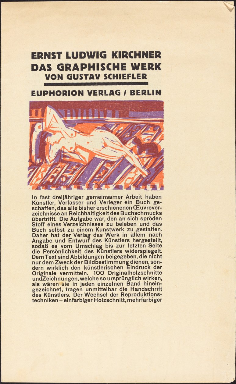 Reclining Nude with Cat by Ernst Ludwig Kirchner