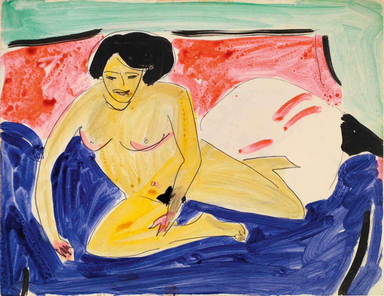 Seated Nude on Divan by Ernst Ludwig Kirchner