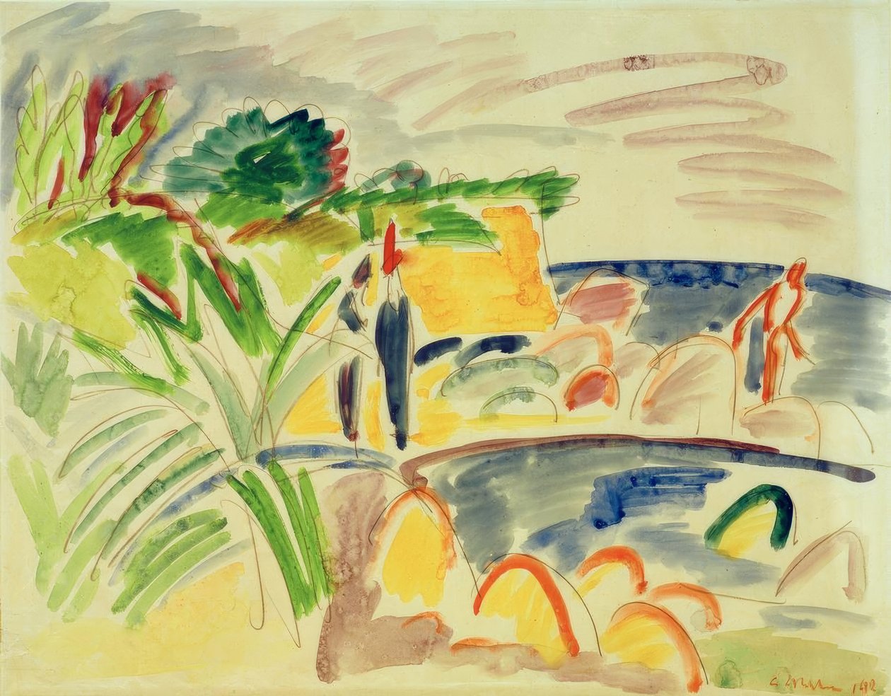 Beach Scene on Fehmarn by Ernst Ludwig Kirchner