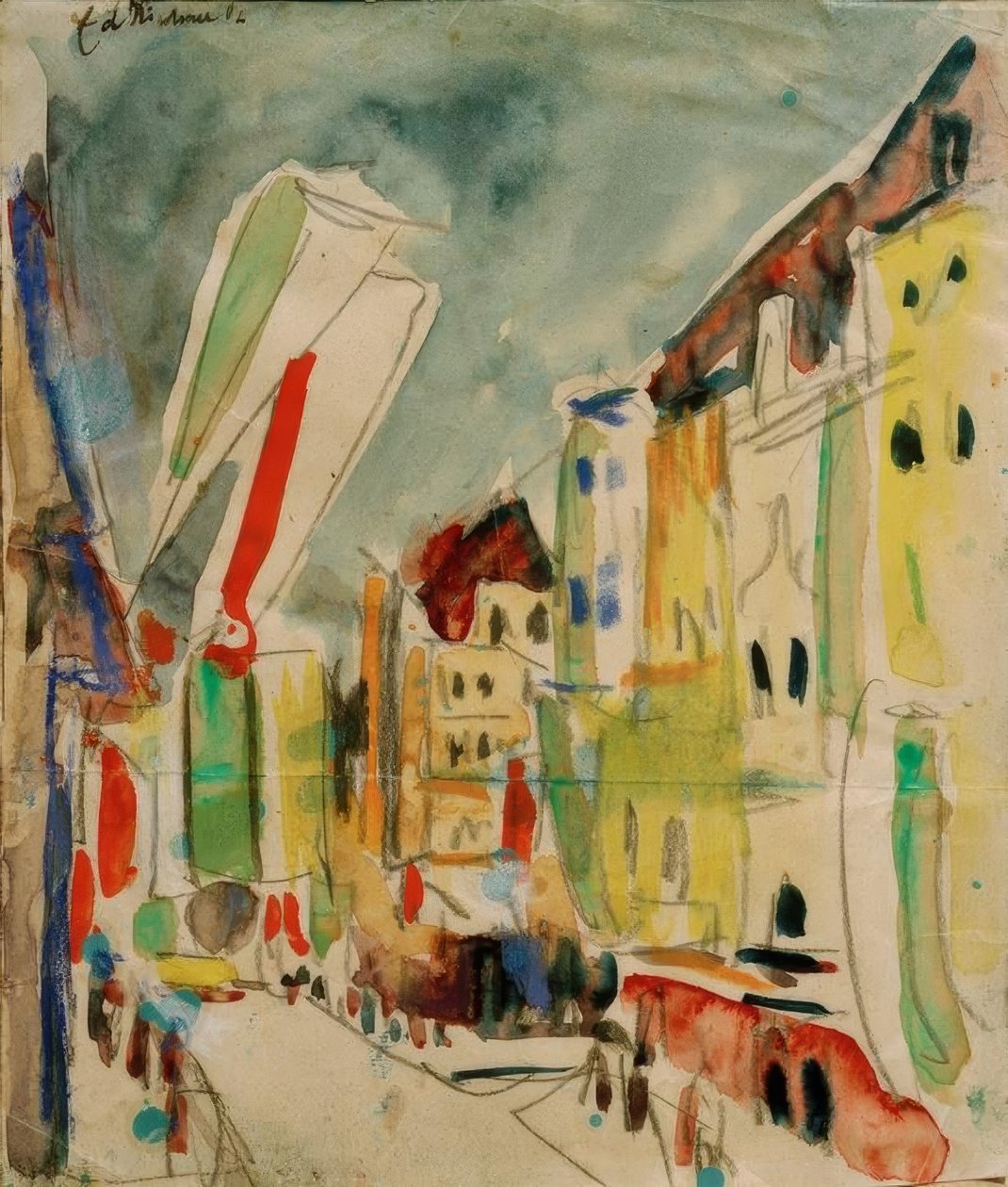 Street Scene with Flags by Ernst Ludwig Kirchner