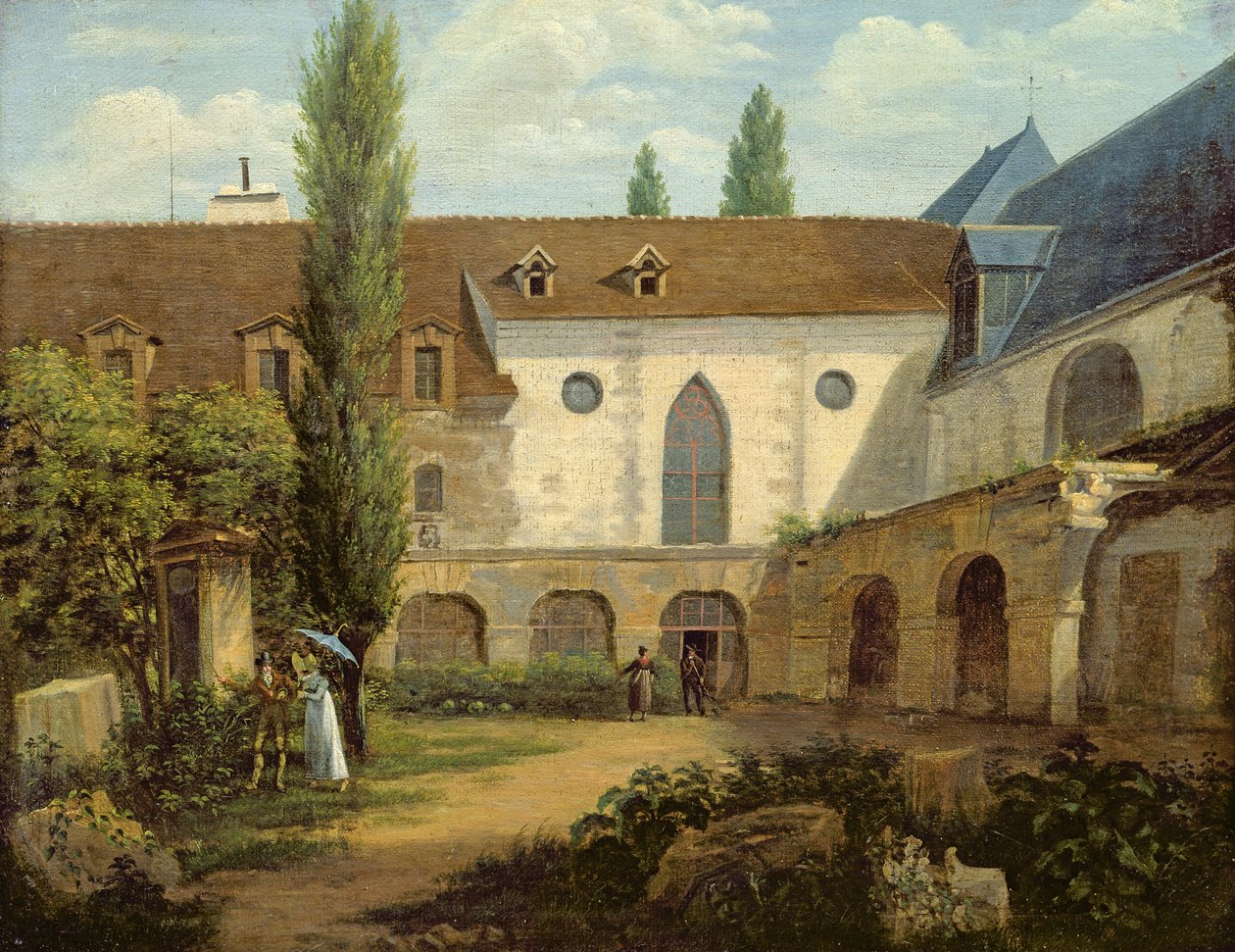 The convent courtyard of Petits-Augustins a Paris by Etienne Bouhot