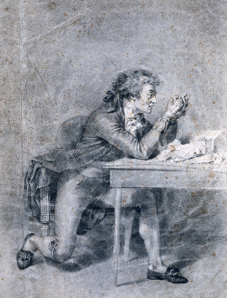 Francois Buzot contemplating a portrait miniature of Madame Roland by Etienne Charles Leguay