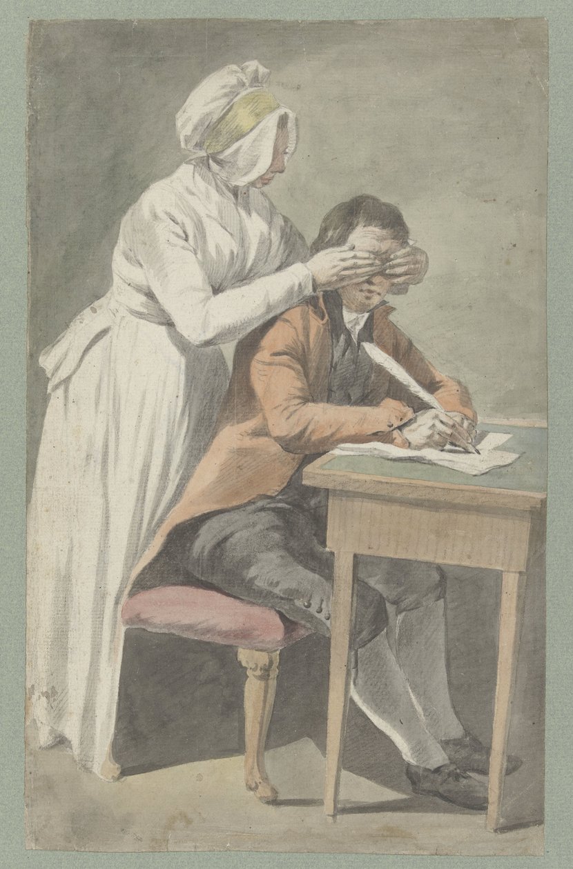 Girl Covering the Eyes of a Young Man by Étienne Jeaurat