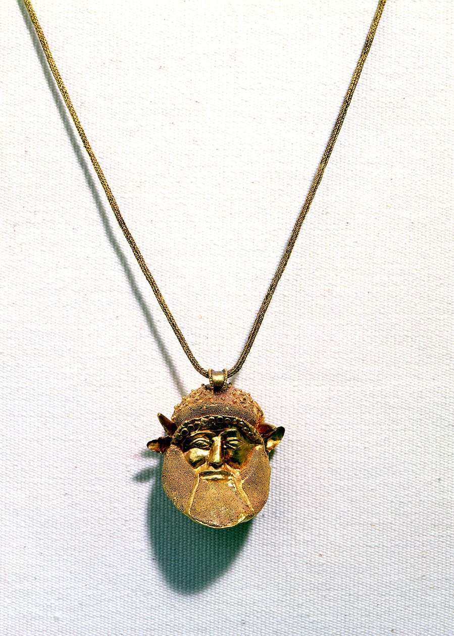 Pendant with the Head of the River God Achelous by Etruscan