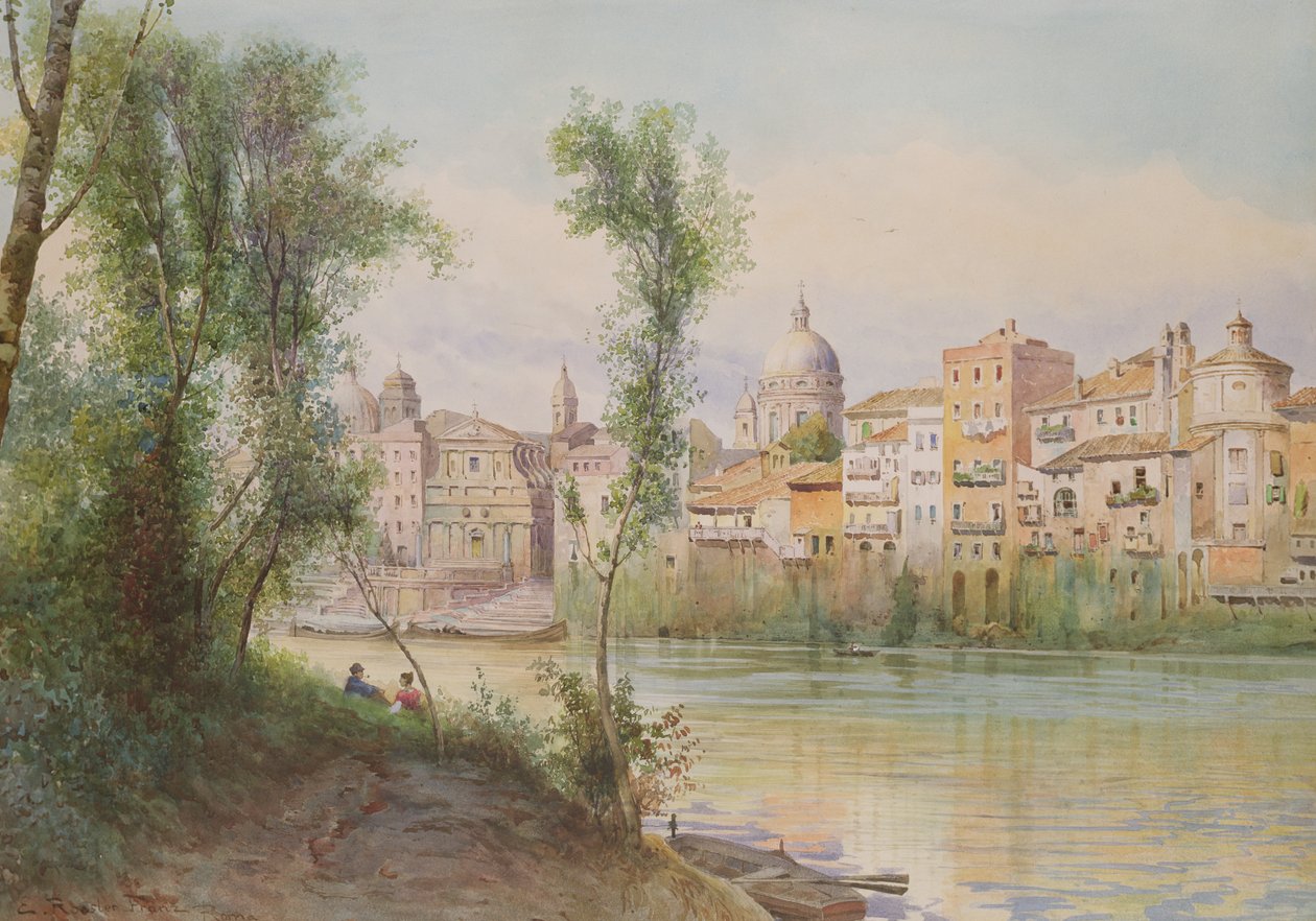 View of the Porto di Ripetta dai Prati, Rome by Ettore Roesler Franz