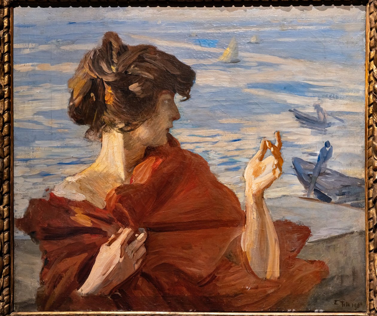 On the Dock in Venice by Ettore Tito