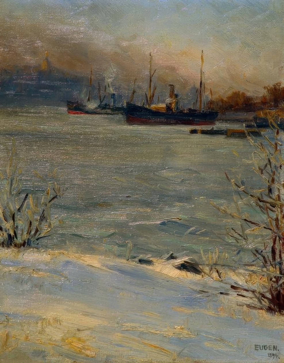 Steamships at Beckholmen, Stockholm by Eugen Prinz von Schweden