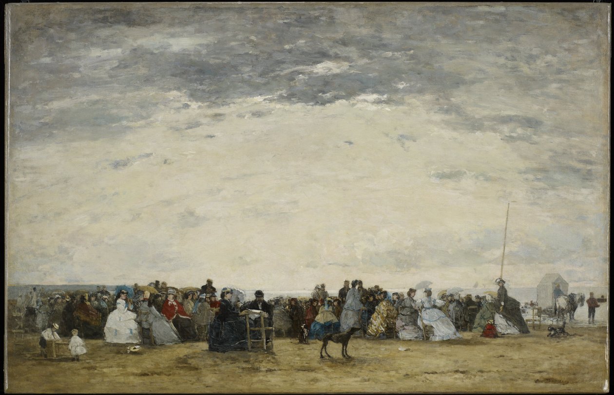 Vacationers on the Beach at Trouville by Eugene Louis Boudin