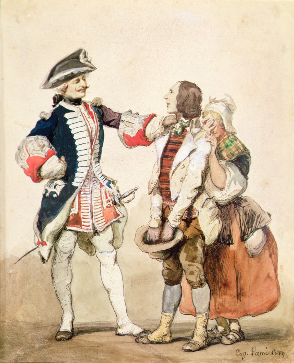 A Soldier with Peasants by Eugene Louis Lami