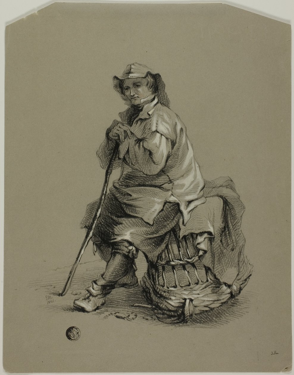 Fisherman Seated on Lobster Pot by Eugene Bléry