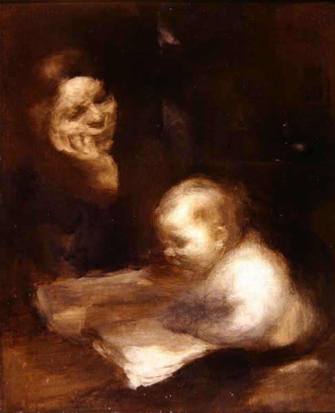 Mother and Child Reading by Eugène Carrière