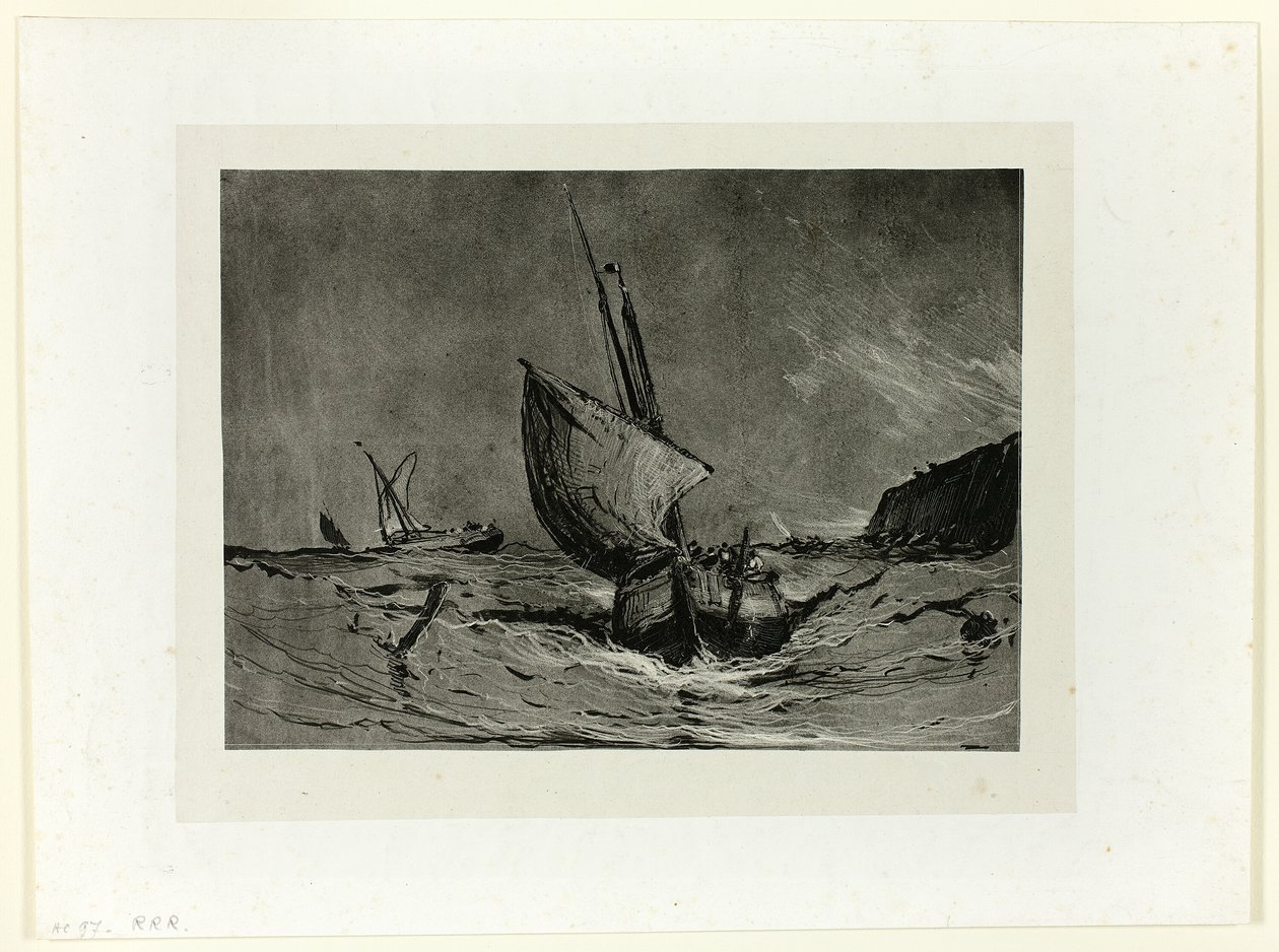 Fishing Boat in a Gale by Eugene Isabey