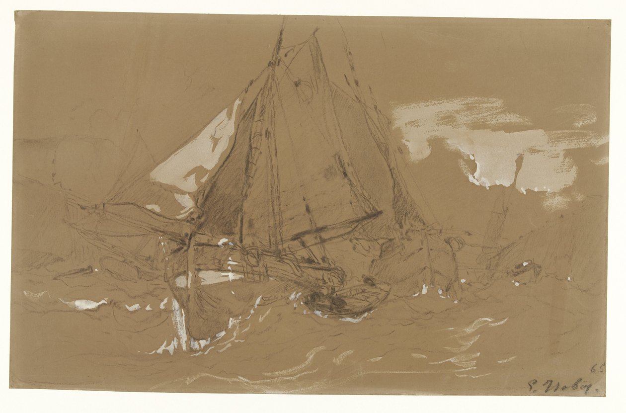 Fishing Boat in a Storm by Eugene Isabey