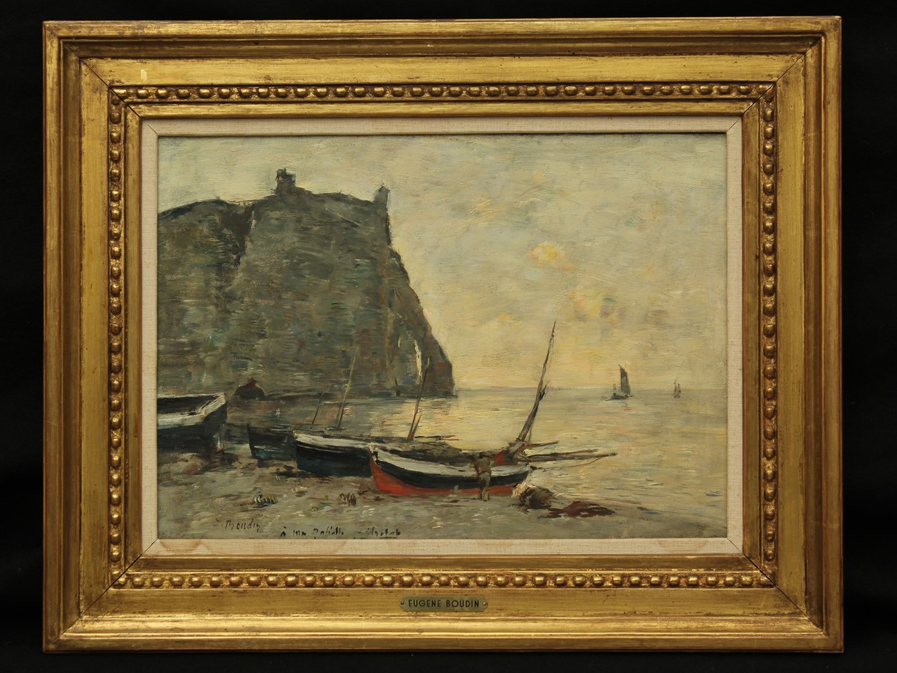 Boats at Etretat by Eugene Louis Boudin