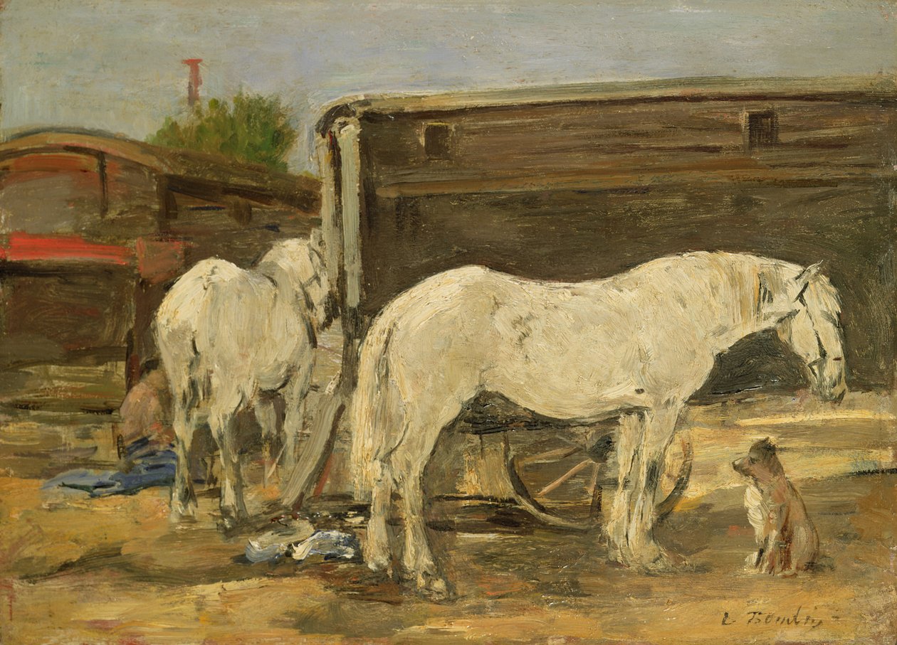 Gypsy Horses (c.1885-90) by Eugene Louis Boudin