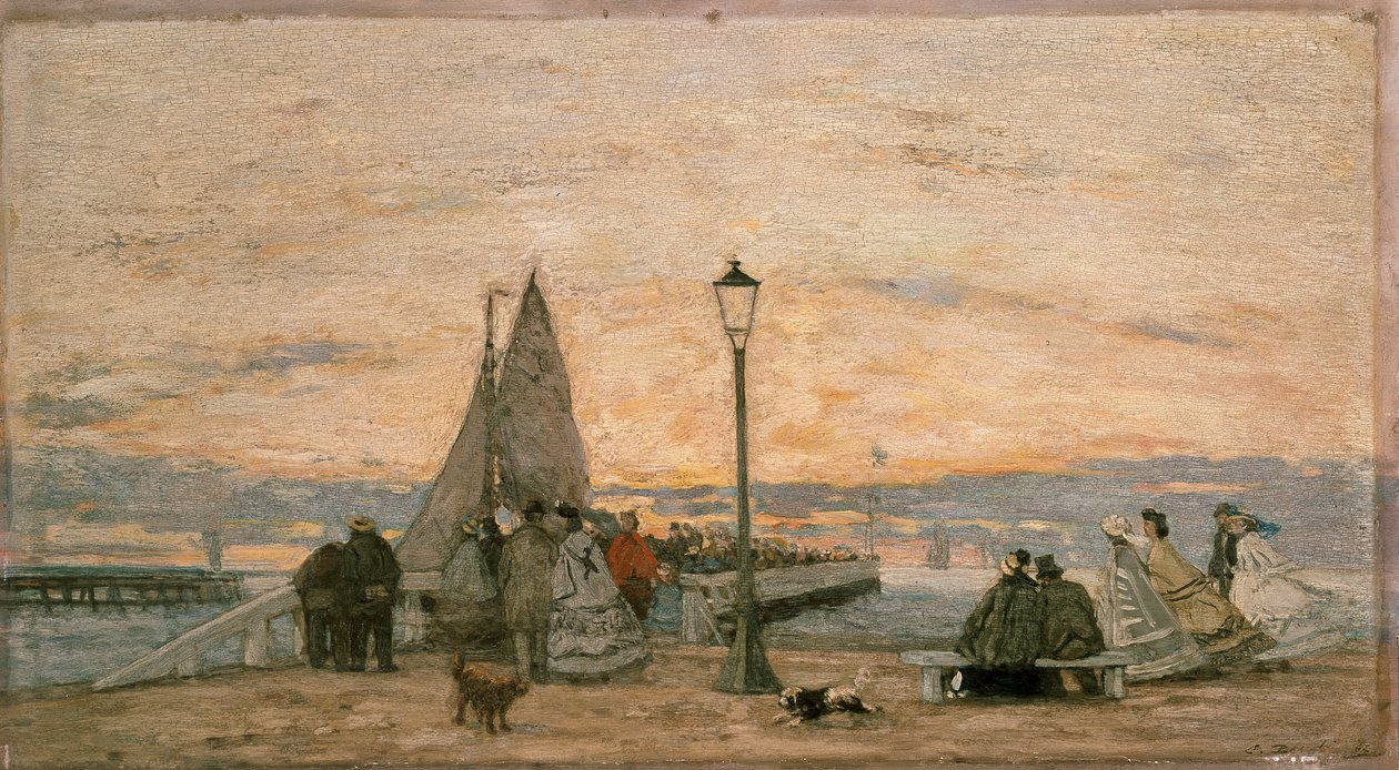 The Jetty at Trouville: Sunset by Eugene Louis Boudin