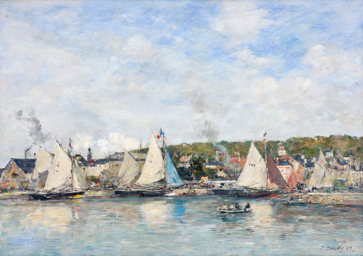 The port of Trouville by Eugene Louis Boudin