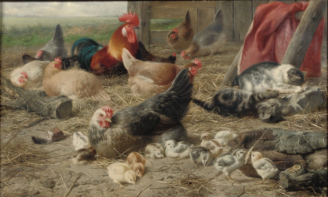 In the Barnyard by Eugene Remy Maes