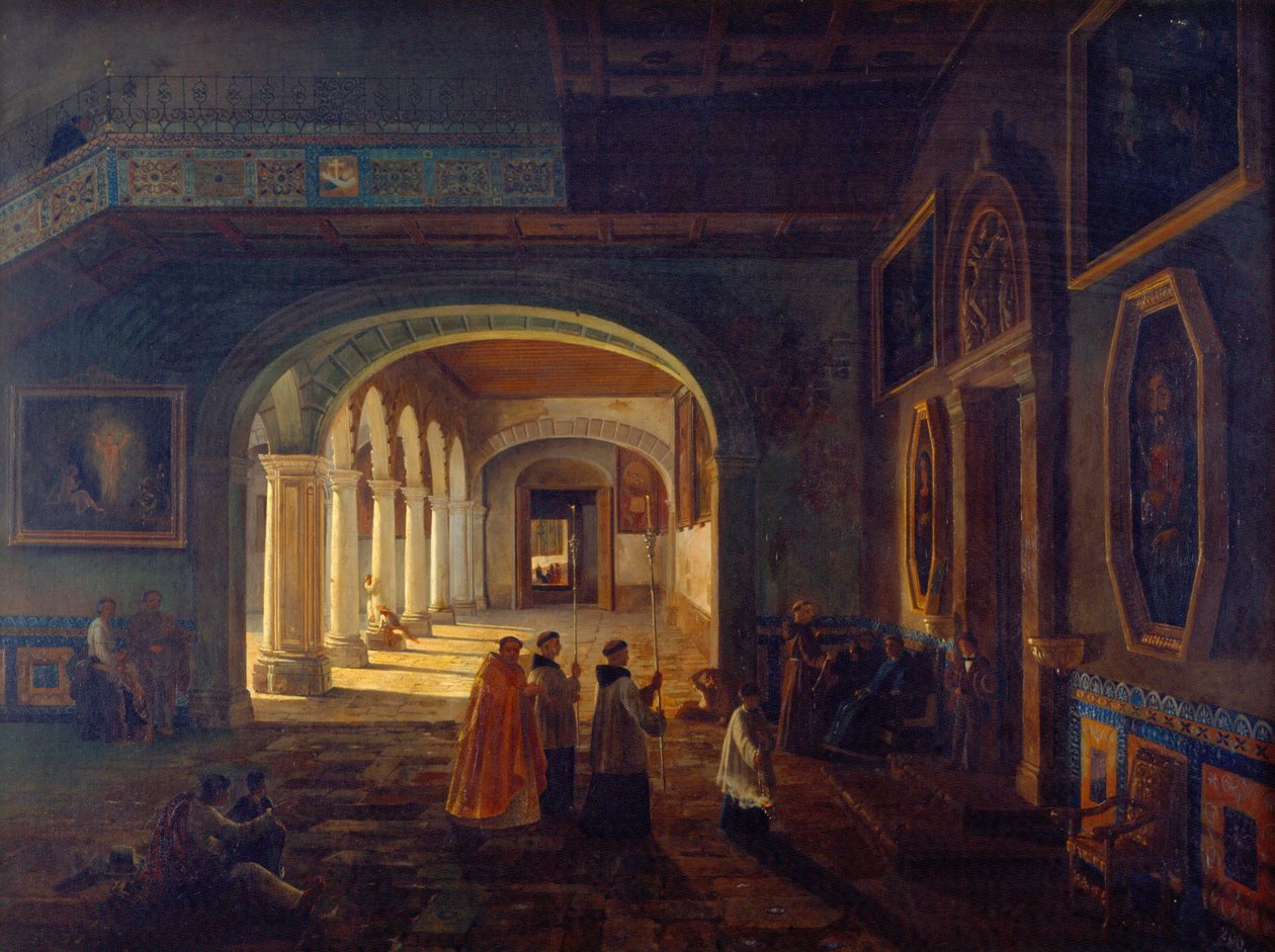 The Antesacristy of the Franciscan Convent by Eugenio Landesio