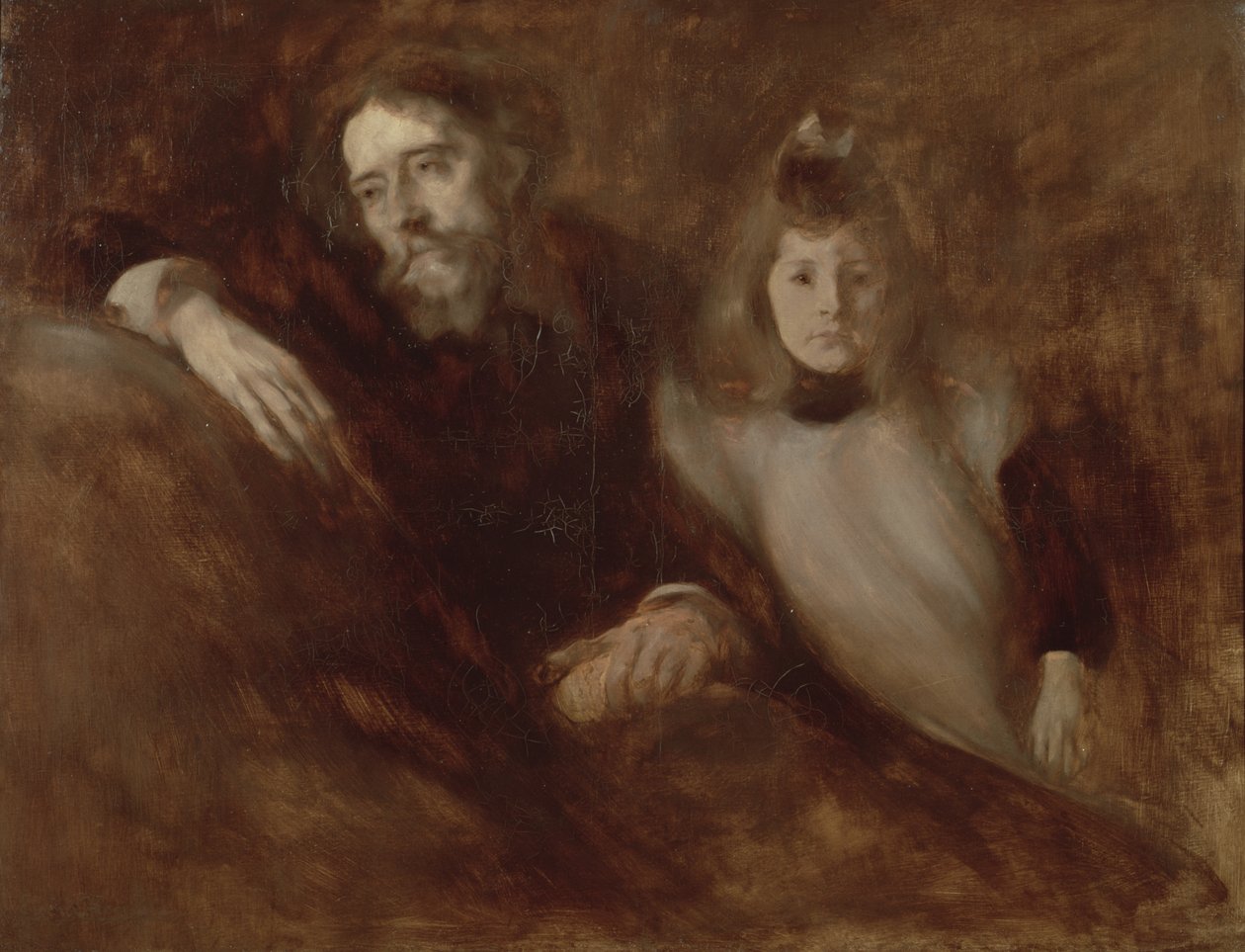 Portrait of Alphonse Daudet and His Daughter Edmee by Eugène Carrière