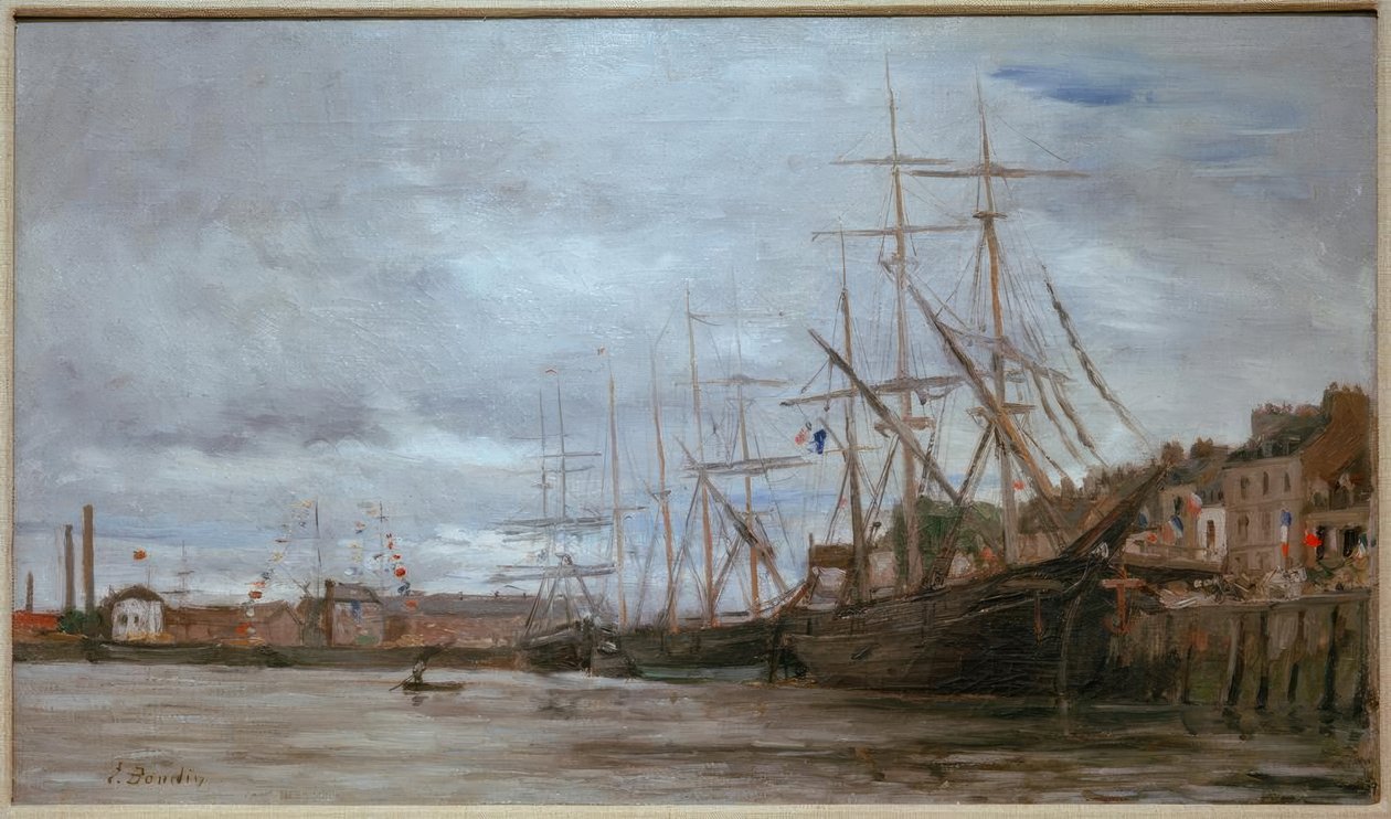 Harbor with Sailing Ships by Eugene Louis Boudin