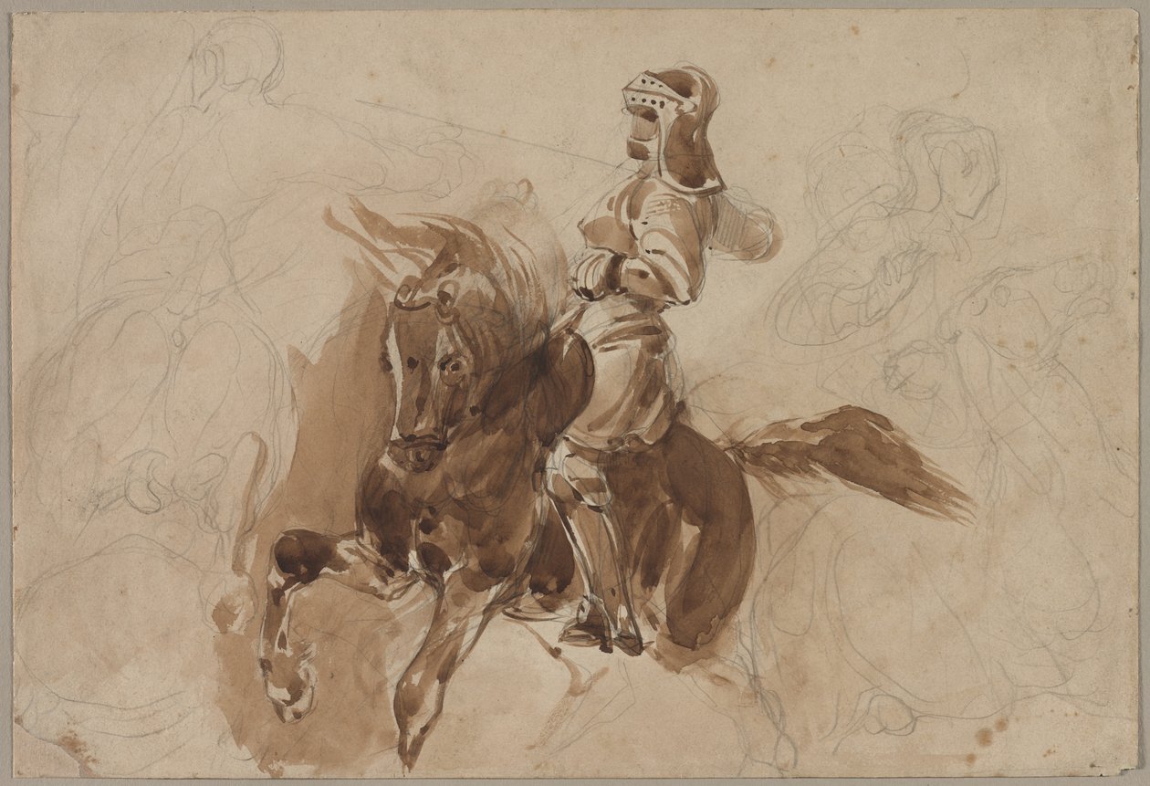 Armored Figure on Horseback by Eugène Delacroix