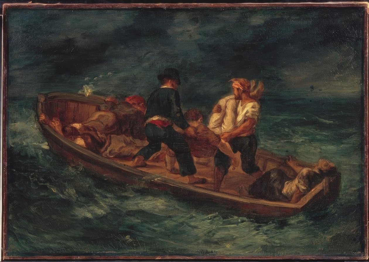 Boat with Shipwrecked People by Ferdinand Victor Eugene Delacroix