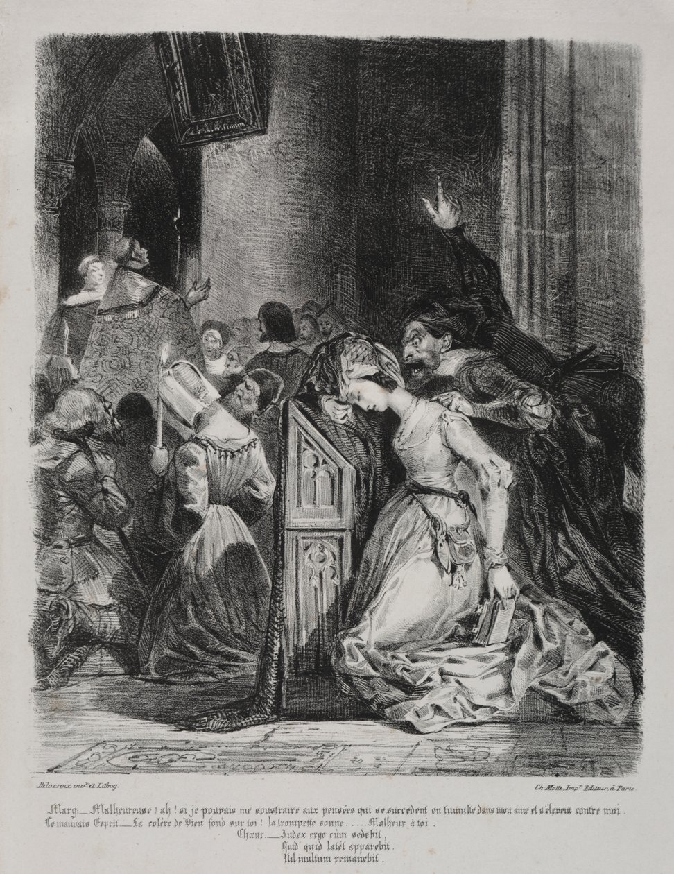 Illustrations for Faust: Marguerite at Church by Eugène Delacroix