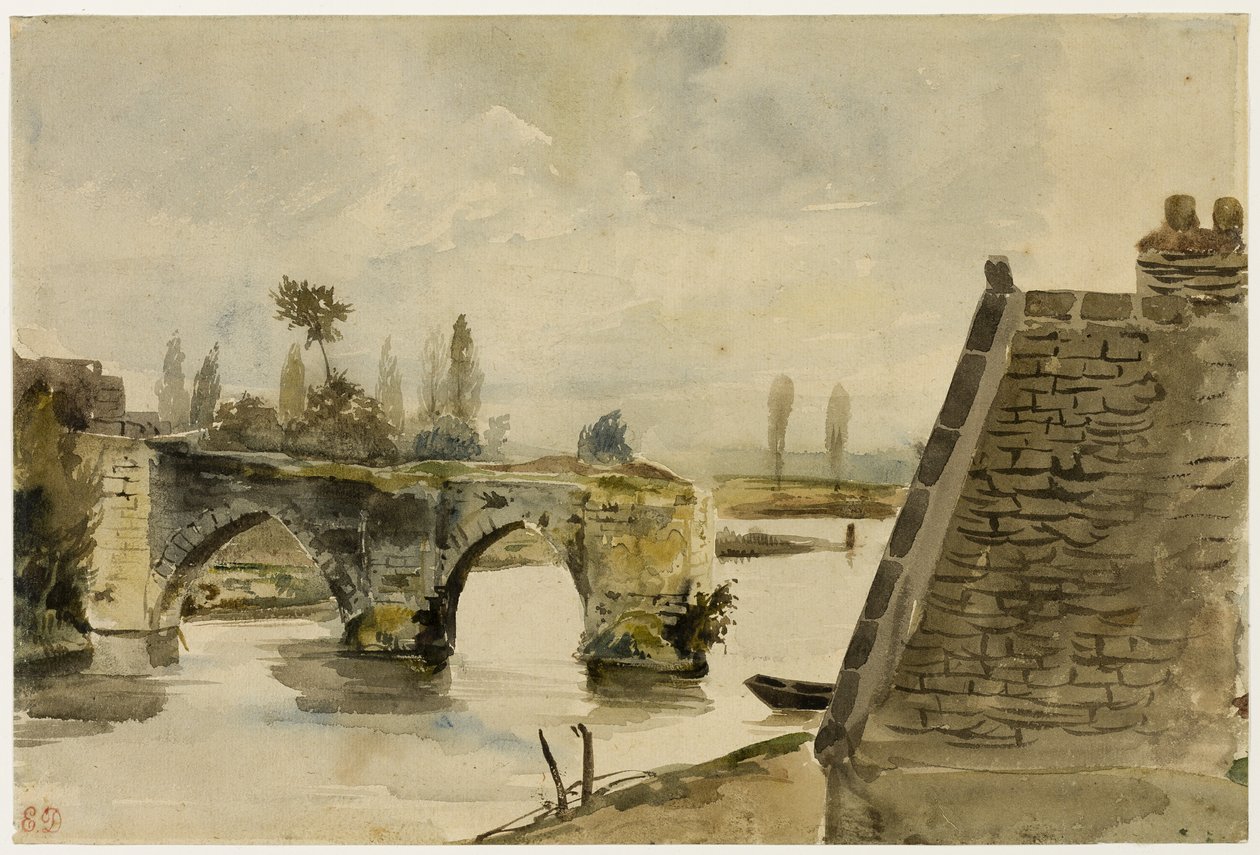 The Old Bridge at Nantes by Eugène Delacroix