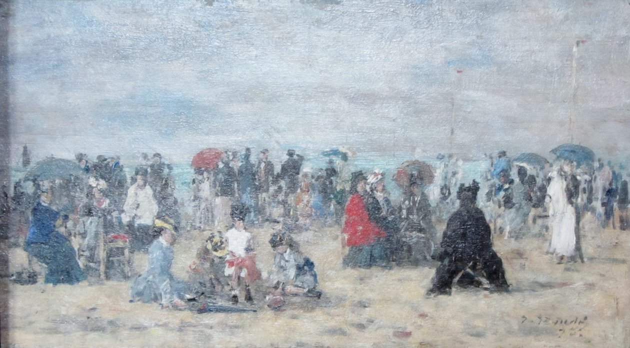 On the Beach of Trouville by Eugene Louis Boudin
