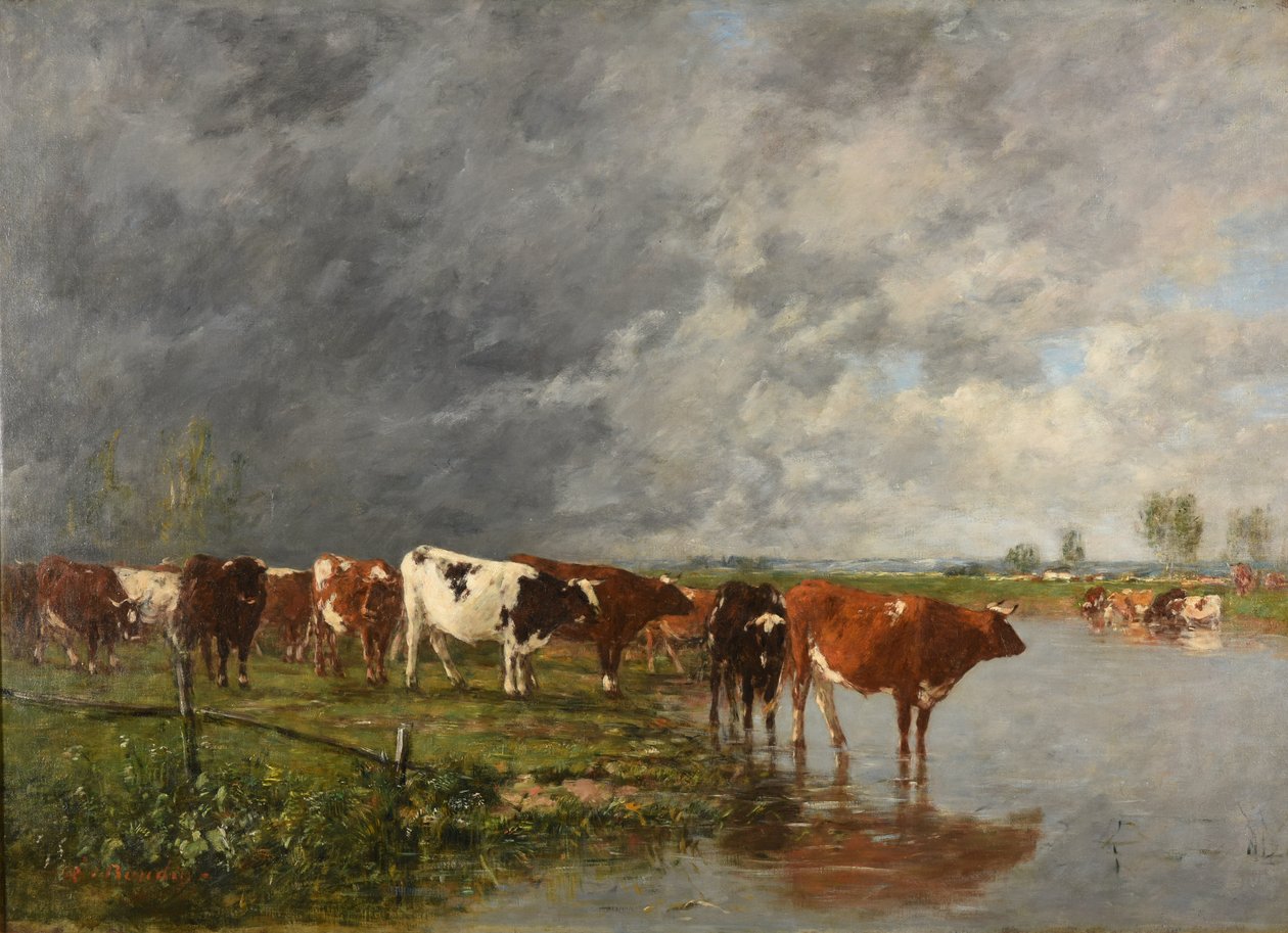 Herd Drinking by Eugene Louis Boudin
