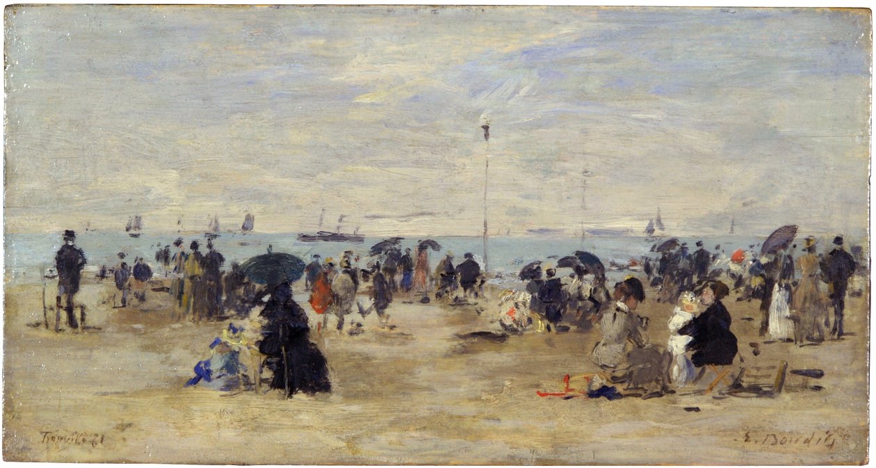 Trouville, Beach Scene by Eugene Louis Boudin