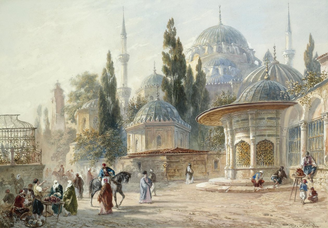 The Sehzade Mosque in Constantinople by Eugène Napoleon Flandin