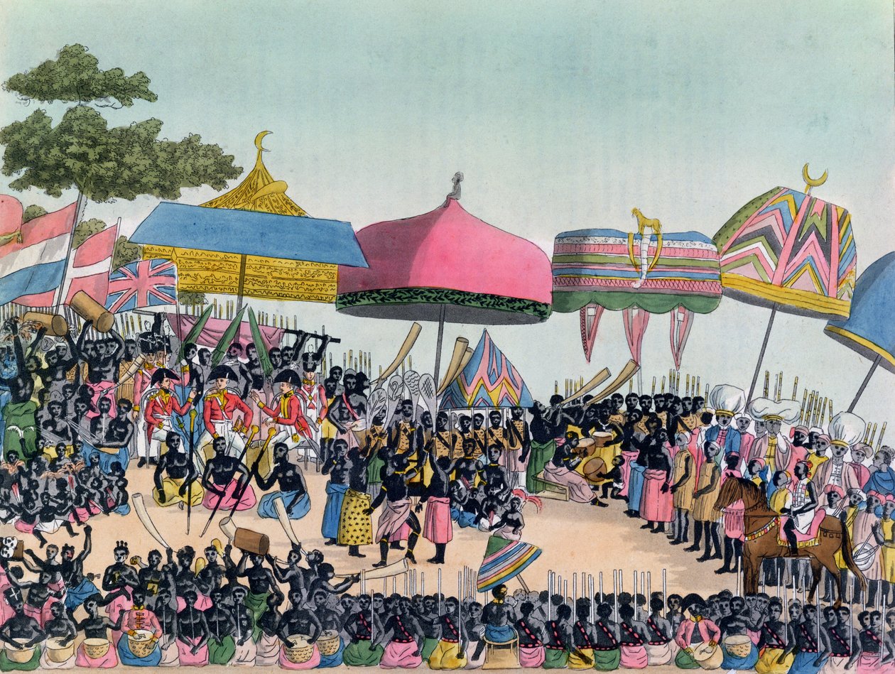 Reception for the English Ambassador Held by the Ashanti at Comassi, Ghana, c.1818, Engraved by A. Biasioli by European School