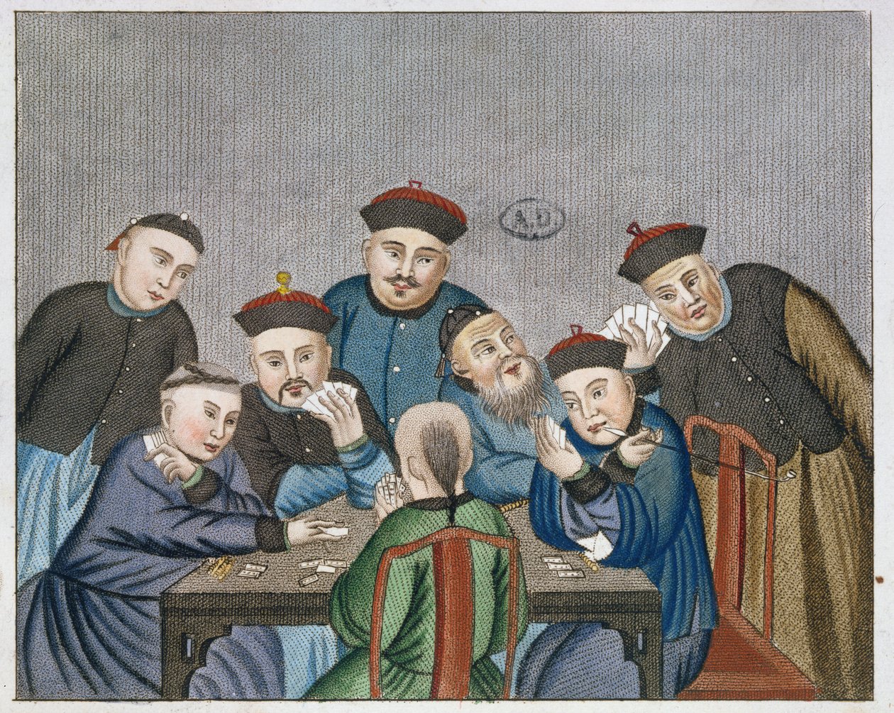 Card Players in China, Early Nineteenth Century by European School
