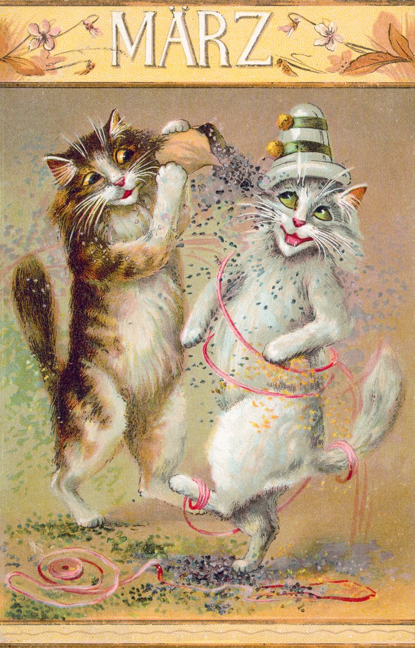Humorous cat postcard by European School