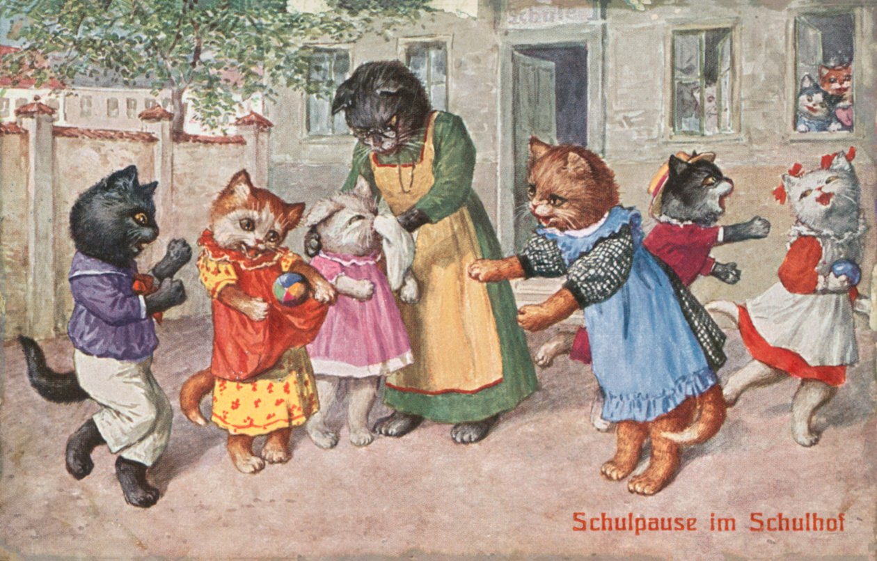 Humorous Cat Postcard by European School