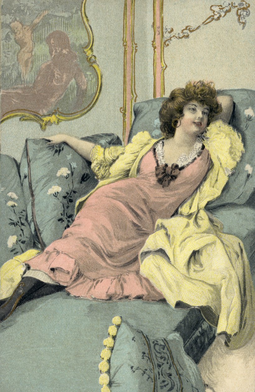 Woman Reclining on a Couch by European School