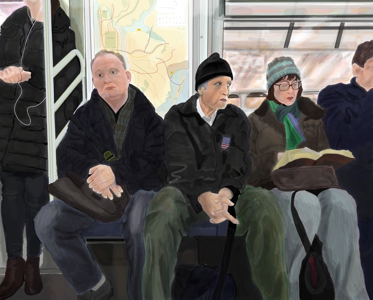 Commuters On the F Train by Evan Sklar