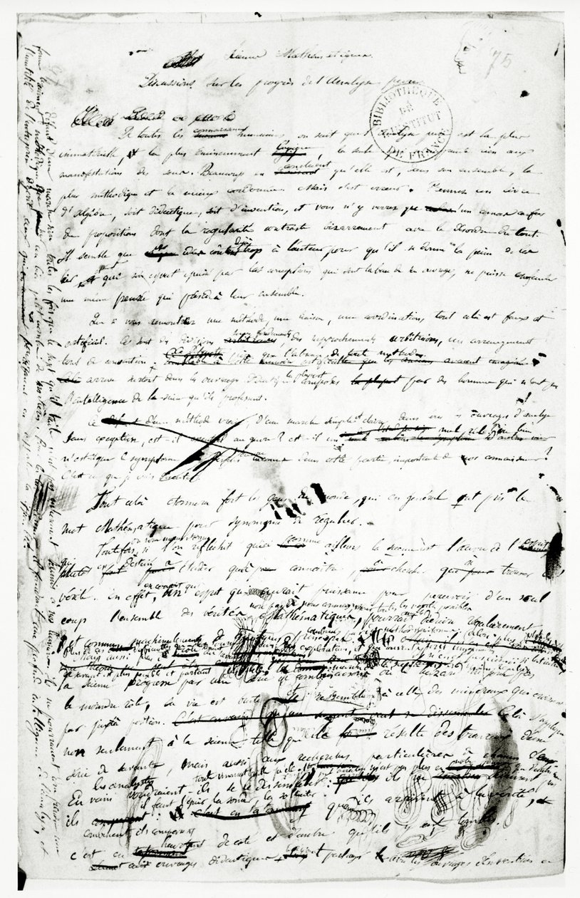 Manuscript on the Advances Made in Pure Analysis, c.1830 by Evariste Galois