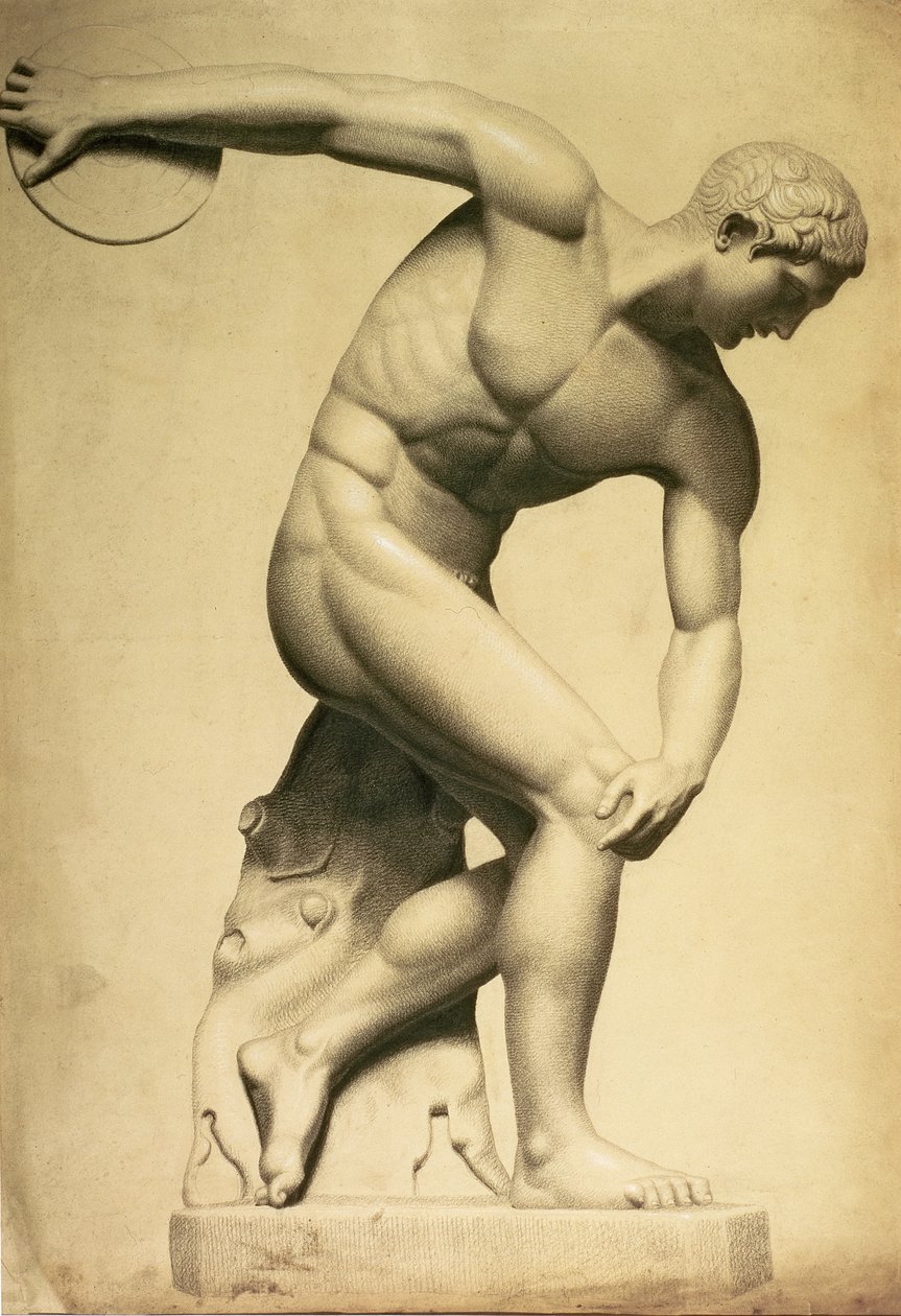 Discus Thrower, Drawing of a Classical Sculpture by Evelyn De Morgan